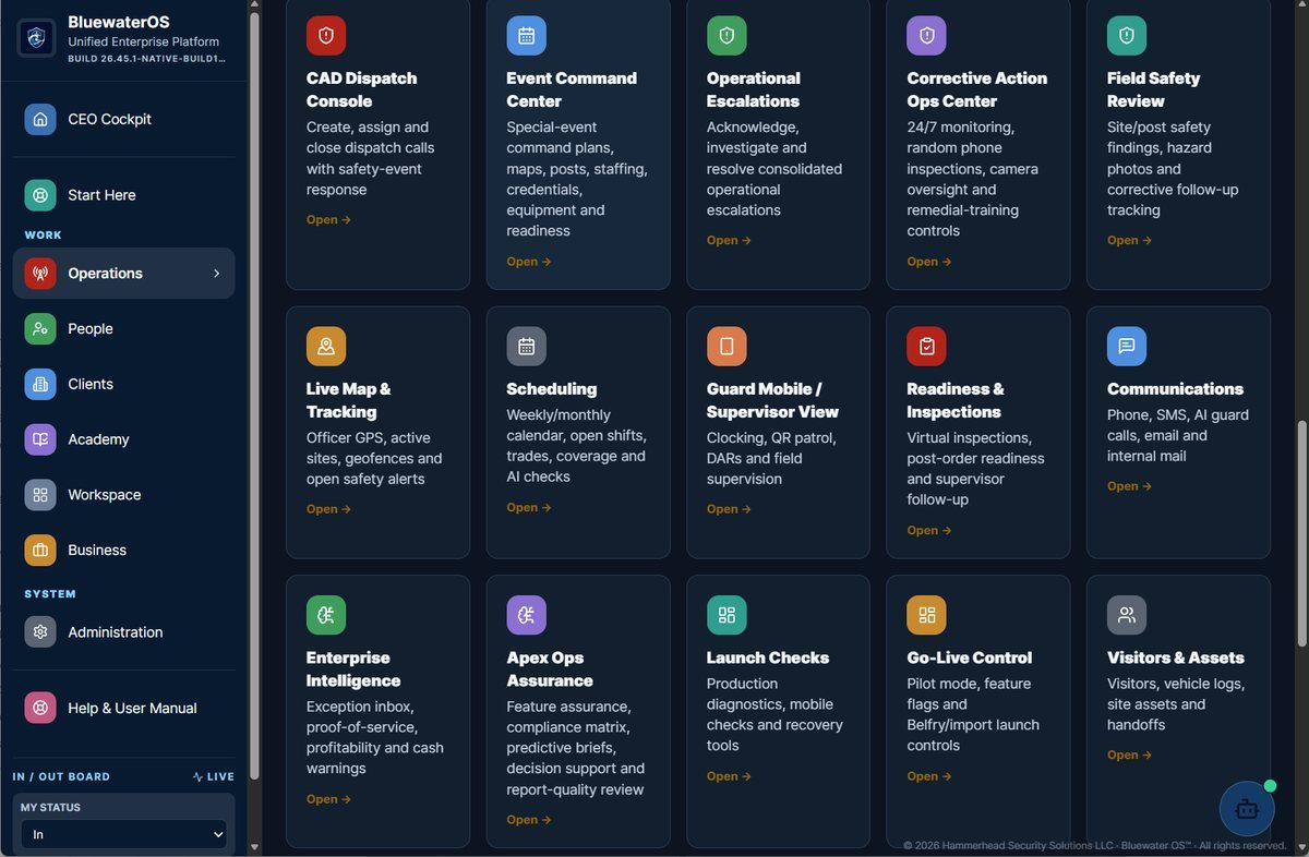 BluewaterOS operations interface